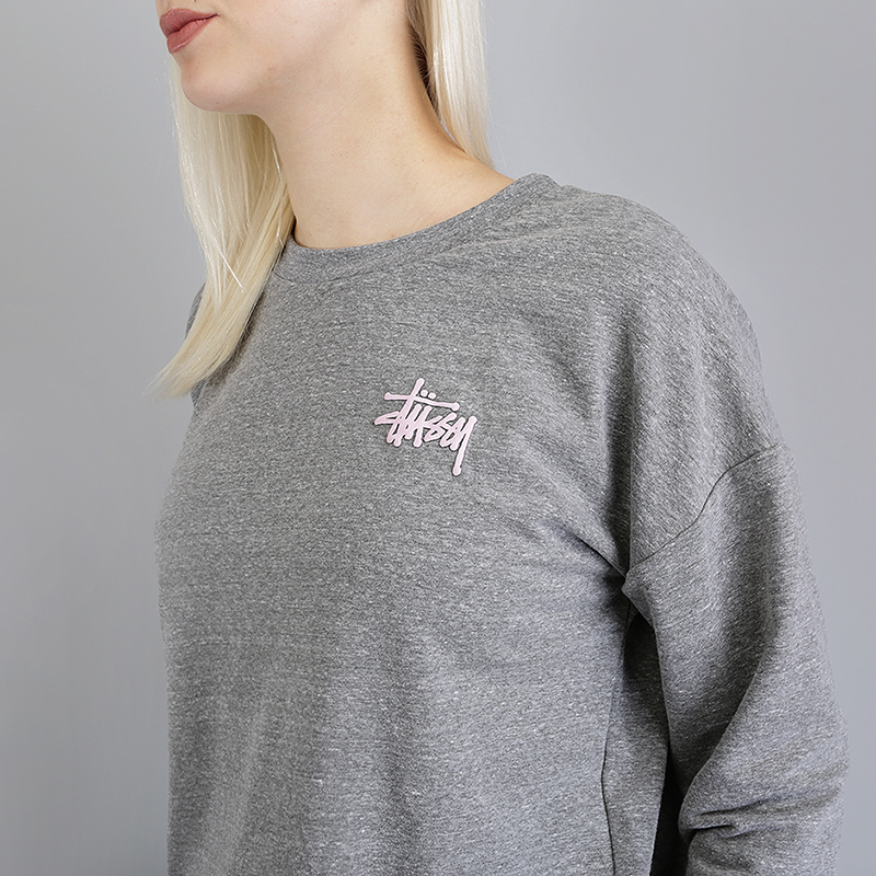 женская серая толстовка Stussy Puff Stock Crew 2911074-grey heather - цена, описание, фото 2